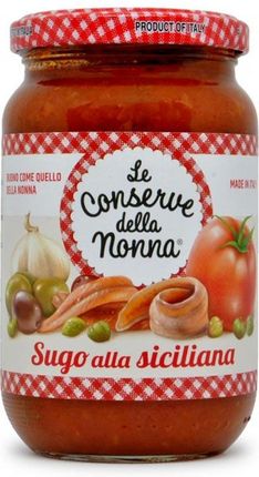 Conserve Della Nonna Włoski Sos Pomidorowy Sugo Alla Siciliana Z Oliwkami Kaparami I Anchovies 350g