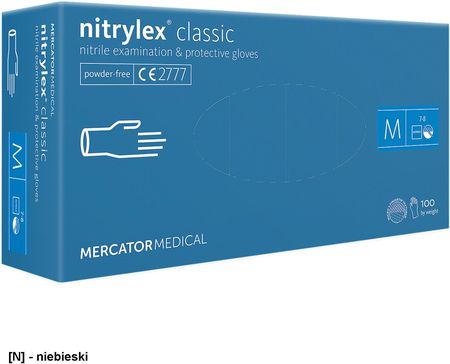 R.E.I.S. Rmm Nitclas Rękawice Nitrylowe Diagnostyczne Bezpudrowe Nitrylex Classic Niebieski Xs