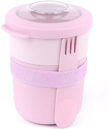Amuse Pojemnik na jogurt 2 w 1 ze sztućcem i gumką różowy