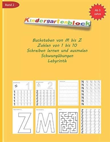 Kindergartenblock Buchstaben von M bis Z Zahlen von 1 bis 10 Schreiben