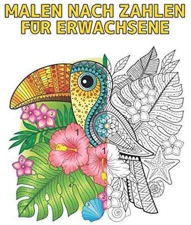 Malen nach Zahlen für Erwachsene: Malbuch mit 60 Farben nach Zahlen