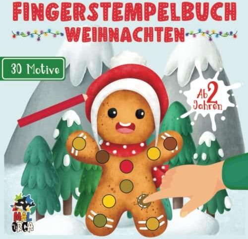 Fingerstempelbuch Weihnachten ab 2 Jahren: Kreativität fördern mit dem Weihnachtsmalbuch für