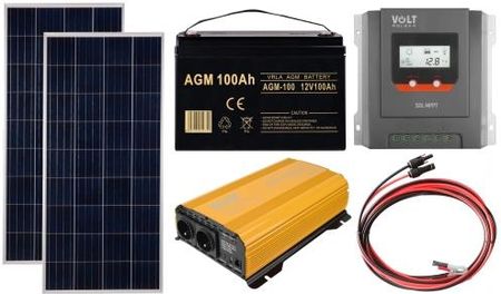 Off-gridowy zestaw solarny 1000W - Panele 180W, Regulator solarny MPPT 20A, AGM 100AH, Przewody do połączenia, Przetwornica Sinus 1000W