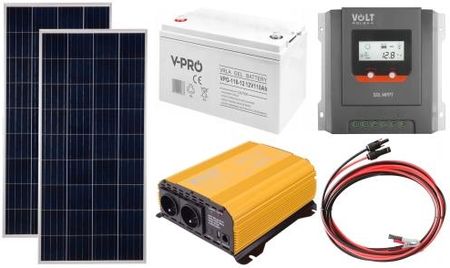 Off-gridowy zestaw solarny 600W - Panele 180W, Regulator solarny MPPT 20A, GEL 110AH, Przewody do połączenia, Przetwornica Sinus 600W