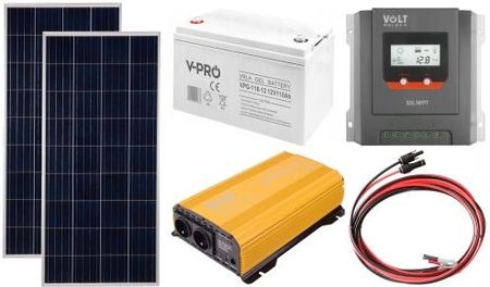 Off-gridowy zestaw solarny 2000W - Panele 180W, Regulator solarny MPPT 20A, GEL 110AH, Przewody do połączenia, Przetwornica Sinus 2000W