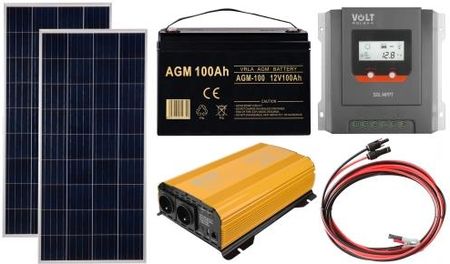 Off-gridowy zestaw solarny 1500W - Panele 180W, Regulator solarny MPPT 20A, AGM 100AH, Przewody do połączenia, Przetwornica Sinus 1500W
