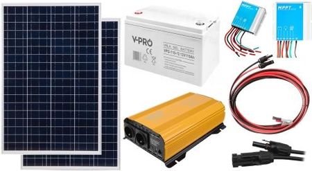 Off-gridowy zestaw solarny 1500W - Panele 110W, Regulator solarny MPPT 10A, GEL 110AH, Przewody do połączenia, Przetwornica Sinus 1500W