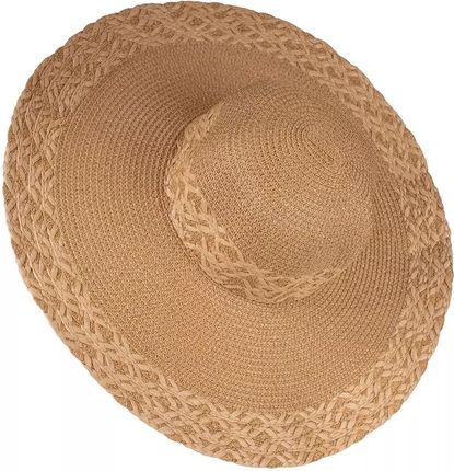 Modny duży pleciony damski kapelusz szerokie rondo