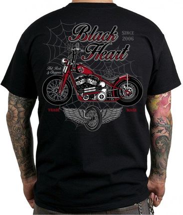 T-shirt w stylu motocyklowym BLACK HEART Red Baron Chopper, Czarny, M