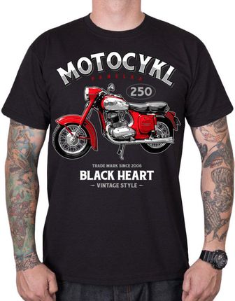 T-shirt koszulka BLACK HEART Motocykl Panelka, Czarny, 3XL