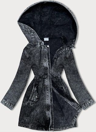 LUŹNA JEANSOWA DAMSKA KURTKA DENIM CZARNA (POP7065-K)