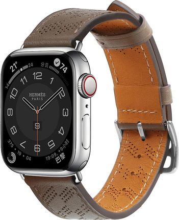 Hurtel Strap Leather Skórzany Pasek Apple Watch Se 8 7 6 5 4 3 2 1 Opaska Bransoleta Ciemnobrązowy