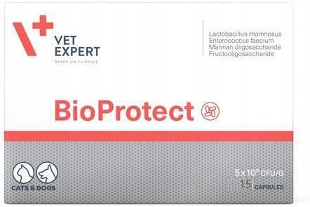 VETEXPERT BIOPROTECT 15 kapsułek probiotyk jelita pies kot