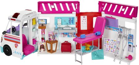 Barbie Karetka Mobilna klinika Zestaw z transformacją, światełkami i dźwiękami HKT79