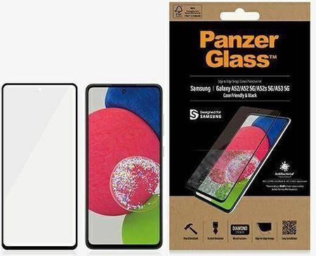 Panzerglass Szkło Hartowane 5D Samsung Galaxy A52 A52S A53 5G E2E Microfracture Case Friendly Antibacterial Czarne