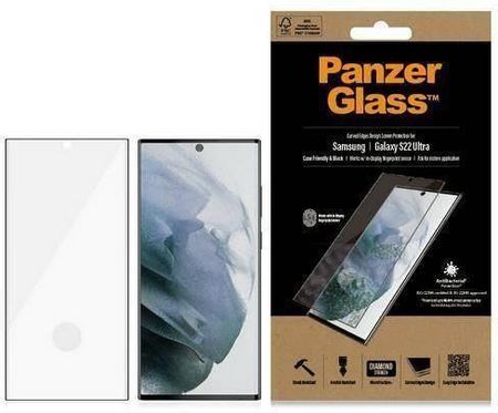 Panzerglass Szkło Hartowane 5D Samsung Galaxy S22 Ultra E2E Microfracture Case Friendly Antibacterial 7295 Czarne