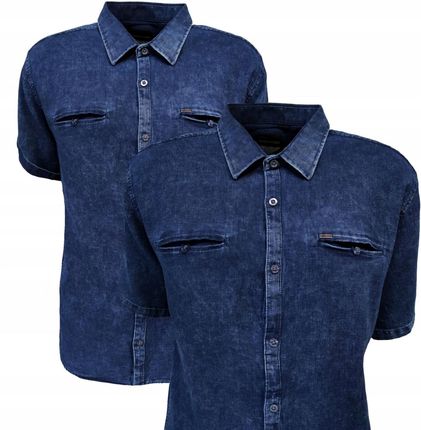 Koszula męska imitacja jeans sportowa BAGARDA XL
