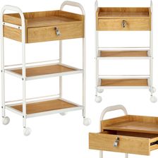 Zdjęcie Calissimo Pomocnik Kosmetyczny Fryzjerski Do Salonu K-73 Uniwersalna Szafka Wózek Stolik Na Kółkach Z Trzema Półkami I Szufladą - Mikołów