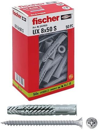 Fischer Kołków Rozporowych Ux Ze Śrubą 8X50Mm Do Pełnych Murów Cegły Perforowanej Płyty Gipsowo-Kartonowej Szare Con Vite (542456)