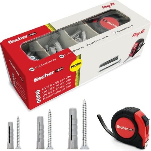 Fischer Kit 120 Kołki Ze Śrubą Uv 5-6-8mm + Flessometr Do Pełnej Ściany ...