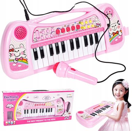 Stator Pianino Różowe Keyboard Dla Dzieci Organy Mikrofon