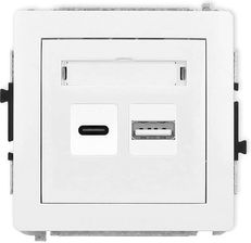 Zdjęcie Karlik Ładowarka Usb A C Podwójna 5V Quick Charge 3,1A Biały Połysk Deco Dcusb 8 Dcusb8 - Będzin