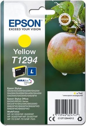 Epson C13T12944012, T1294, Żółty, 485s, 7ml, Stylus SX420W, 425W, Office BX305F, 320FW (C13T12944012)