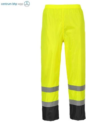 Portwest H444 Klasyczne Spodnie Przeciwdeszczowe, Ostrzegawcze I Kontrastowe Żółty/Czarny