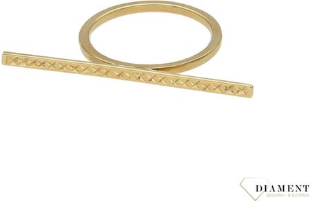 Nowoczesny złoty pierścionek z podłużną blaszka 35 mm 585 rozmiar 15