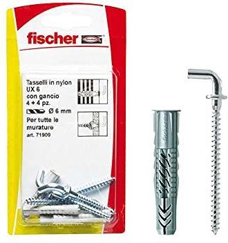 Fischer Fischer Kołki Ux 6X35 H K Z Hakiem Do Pełnej Ściany Cegła Perforowana Płyty Gipsowo-Kartonowe (2996216)