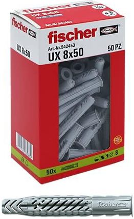 Fischer Ux Kołki 8X50Mm Do Cegieł Perforowanych Płyt Gipsowo-Kartonowych Szare (542453)