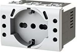 4Box Einbausteckdose P503 – Kompatibel Mit Bticino LivingLight – 5 Steckdosen (1 Schuko, 2x 10A, 1x 10/16A) – Einfache Installation, Überhitzungsschutz
