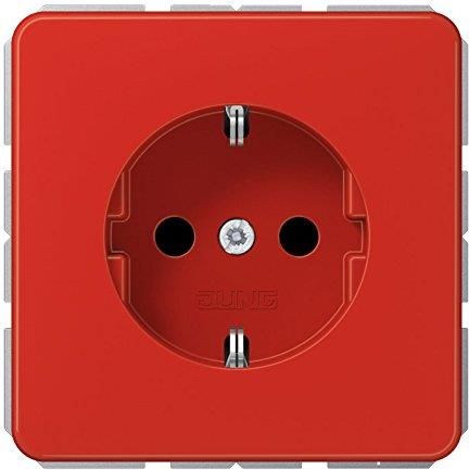 Jung, Presa Schuko 16 a 250 V con coperchio ribaltabile e funzione visualizzazione Serie AS 500S 500 antibatterico, 1 pezzi, bianco, abas 1520 klko