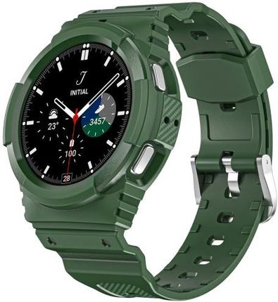 Bizon Etui Z Paskiem Strap + Case Watch Action Do Samsung Galaxy Watch 4 / 5 40 mm Ciemnozielone