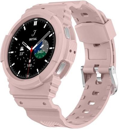 Bizon Etui Z Paskiem Strap + Case Watch Action Do Samsung Galaxy Watch 4 / 5 40 mm Jasnoróżowe