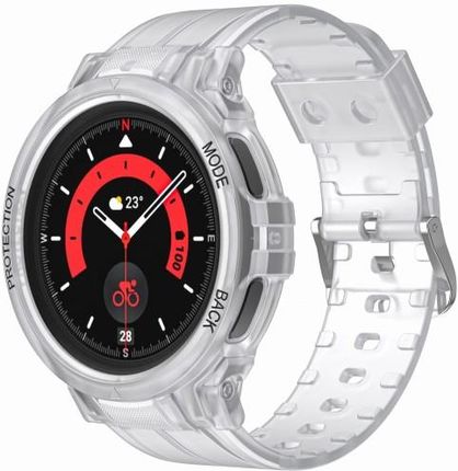 Bizon Etui Z Paskiem Strap + Case Watch Action Pro Do Samsung Galaxy Watch 5 Pro 45 mm Przezroczyste