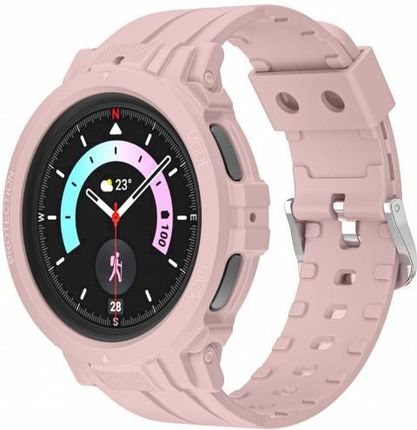 Bizon Etui Z Paskiem Strap + Case Watch Action Pro Do Samsung Galaxy Watch 5 Pro 45 mm Jasnoróżowe