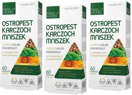 Medica Herbs Zestaw 3X Ostropest Karczoch Mniszek