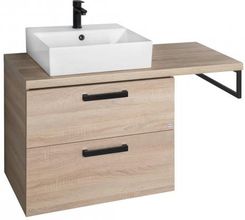 Aqualine Zestaw Łazienkowy 124,5X71,4X45 Cm Szafka Umywalka Wieszak Na Ręczniki Czarny Dąb Platin Vega 24836
