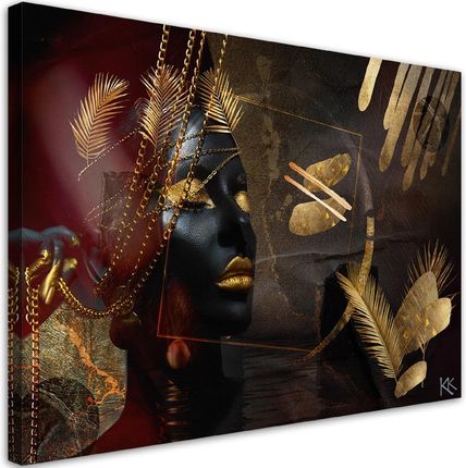 Feeby Obraz Na Płótnie Afrykańska Kobieta Złoto Abstrakcja 120X80 704245