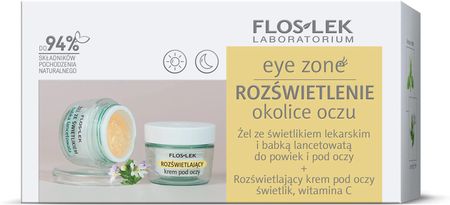 FLOSLEK Eye Zone - zestaw rozświetlający, krem pod oczy, 15 ml i żel do powiek i pod oczy, 10 g, 1 komplet