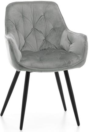 krzesło SIENA tapicerowane pikowane welurowe jasny szary