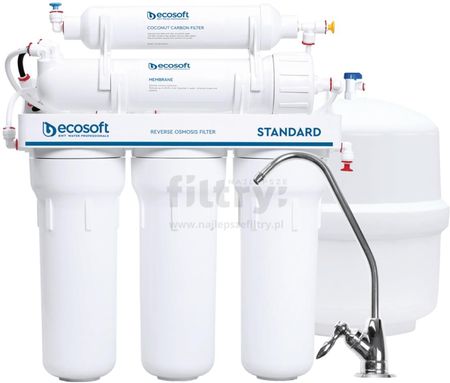 Ecosoft Standard RO5. Filtr odwróconej osmozy z mineralizacją. 5 stopni uzdatniania wody. Kompletny, gotowy do montażu.