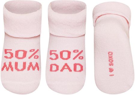 Skarpetki niemowlęce różowe SOXO z napisami na prezent dla malucha