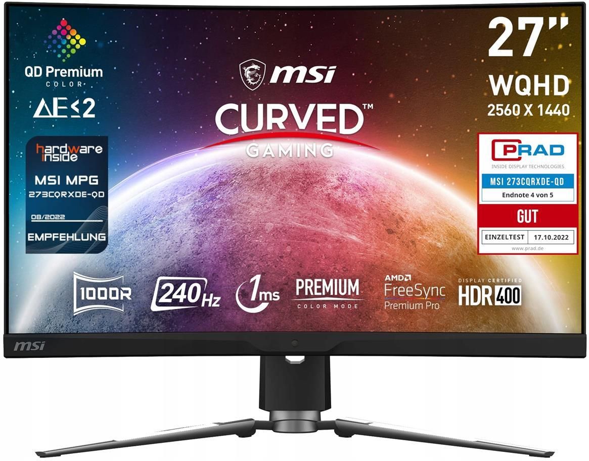 【美品】MSI ARTYMIS 273CQRX-QD 27インチ WQHD MSI ゲーミングモニター MPG ARTYMIS 273CQRX-QD