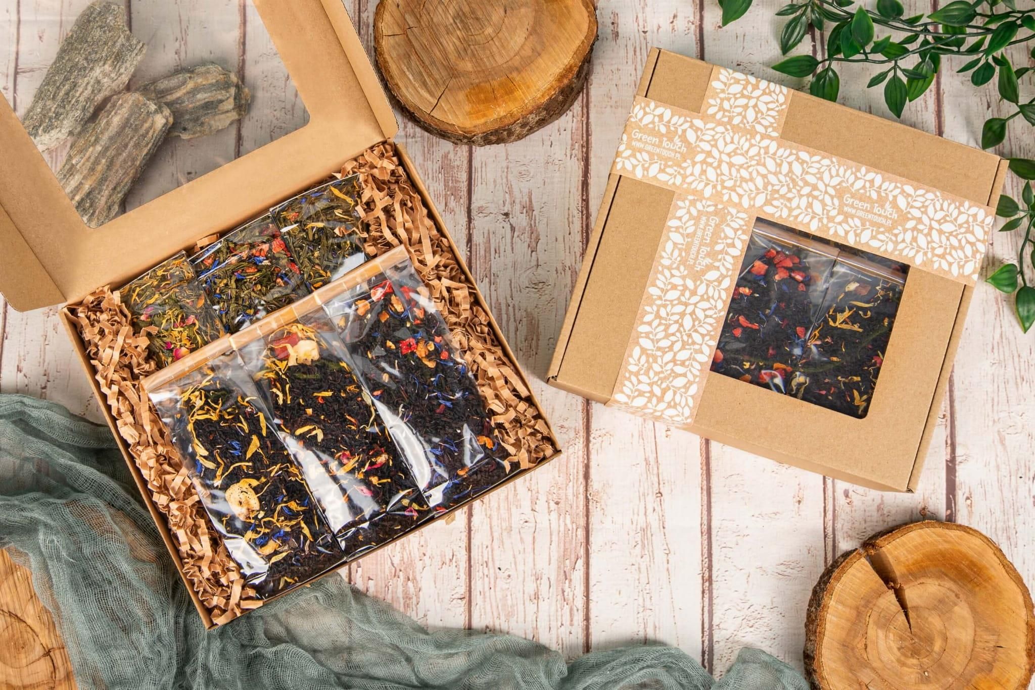 Green Touch Zestaw Herbat Liściastych Na Prezent W Pudełku 6 Sztuk