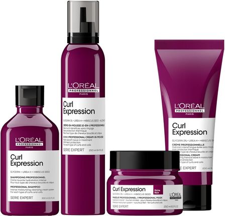 L'Oreal Professionnel Serie Expert Curl Expression zestaw intensywnie nawilżający do włosów kręconych, kremowy szampon, bogata maska, krem, pianka