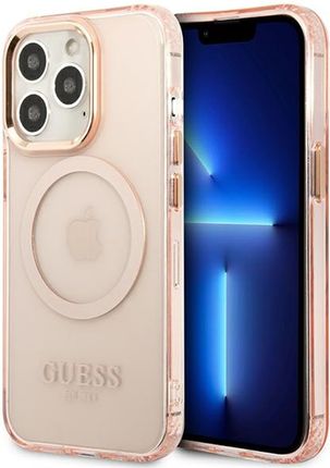 Guess Guhmp13Xhtcmp Iphone 13 Pro Max 6 7" Różowy/Pink Hard Case Gold Outline Translucent Magsafe