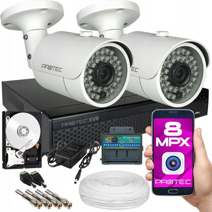 Protec Premium Zestaw Do Monitoringu 2 Kamery 8Mp Hdd 4Tb