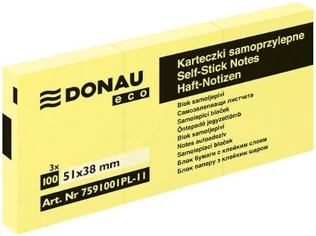 Donau Karteczki Samoprzylepne Eco 38X51Mm Żółte 3X100 Kartek